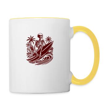 Surfer Rider Skelett - Tasse zweifarbig - Weiß/Gelb - Rechts