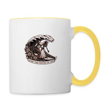 SURF THE WAVES - Mug contrasté - blanc/jaune - Droite