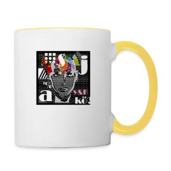 POP ART vs 009 - Tasse zweifarbig - Weiß/Gelb - Rechts