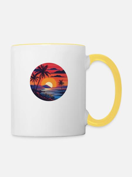 Tropisches Paradies - Tasse zweifarbig - Weiß/Gelb