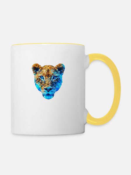 Polygon Tiger - Tasse zweifarbig - Weiß/Gelb