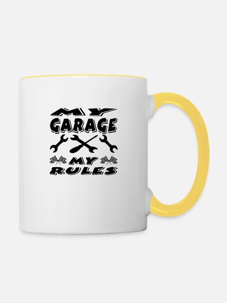 Garage - Tasse zweifarbig - Weiß/Gelb