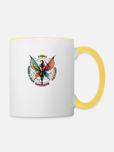 Mama und Mütter - Tasse zweifarbig - Weiß/Gelb