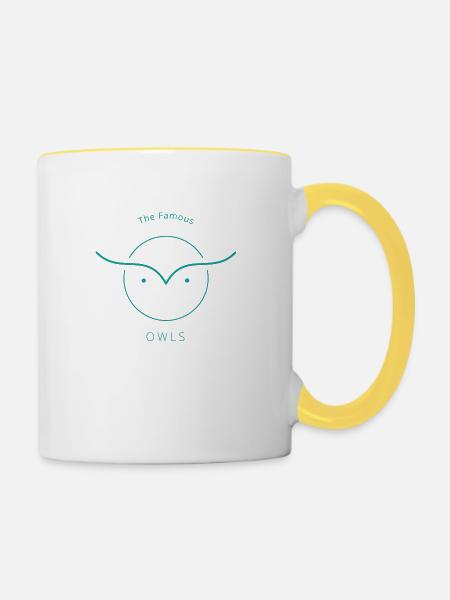 Owls - Tasse zweifarbig - Weiß/Gelb