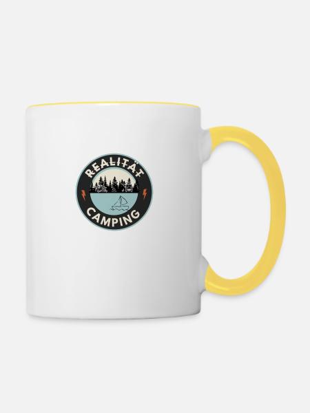 Realität Camping - Tasse zweifarbig - Weiß/Gelb