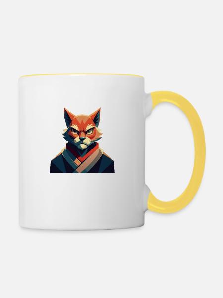 Angry Cat - Tasse zweifarbig - Weiß/Gelb
