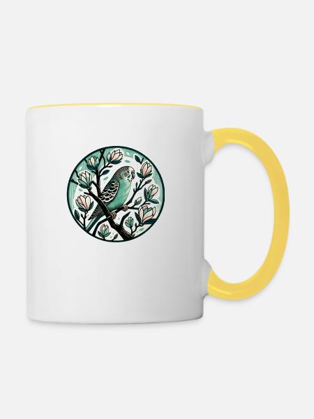 Sittich - Tasse zweifarbig - Weiß/Gelb