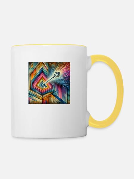 Schlüssel Fantasie - Tasse zweifarbig - Weiß/Gelb
