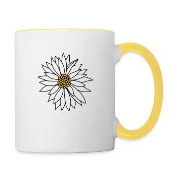 weiße Blume - Tasse zweifarbig - Weiß/Gelb - Rechts