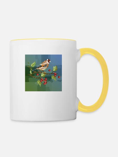 Bunter Vogel - Tasse zweifarbig - Weiß/Gelb