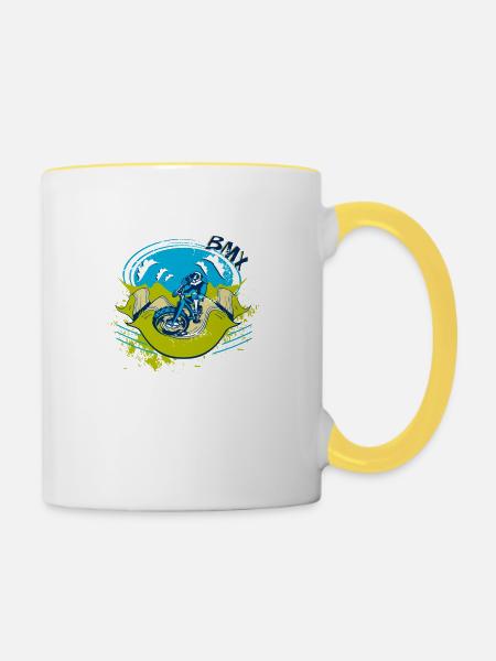 Extrem BMX - Tasse zweifarbig - Weiß/Gelb