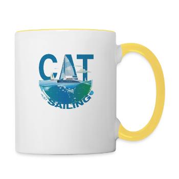 Cat / Catamaran - Just Sailing - Katamaran - Contrasting Mug - white/yellow - Right