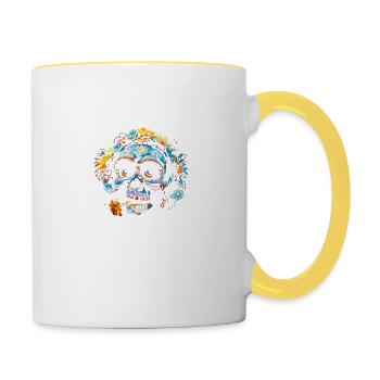 Skull flowers calavera - Mug contrasté - blanc/jaune - Droite