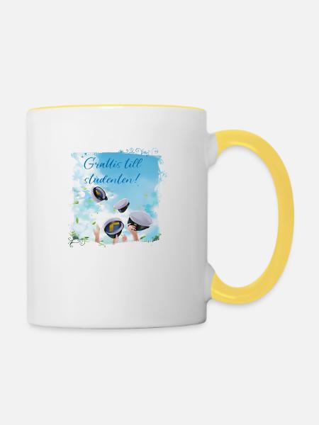 Abschlussfeier 2024 Abiturfeier - Tasse zweifarbig - Weiß/Gelb