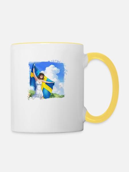 Abschlussfeier 2024 Abiturfeier - Tasse zweifarbig - Weiß/Gelb