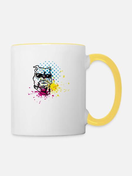 bulldog splash - Tasse zweifarbig - Weiß/Gelb