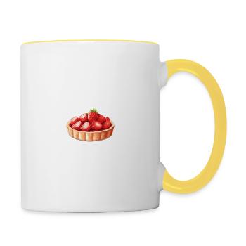 Tarte aux fraises - Mug contrasté - blanc/jaune - Droite