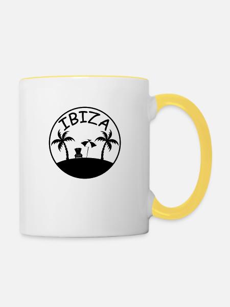 insel palmen ibiza - Tasse zweifarbig - Weiß/Gelb