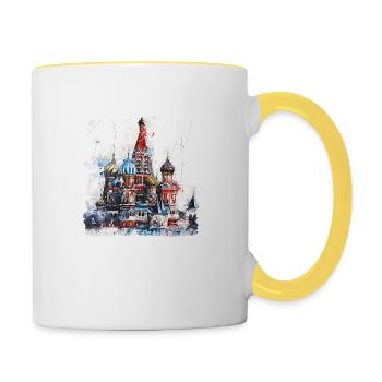 Red Square, the heart of Moscow and symbol - Contrasting Mug - white/yellow - Right