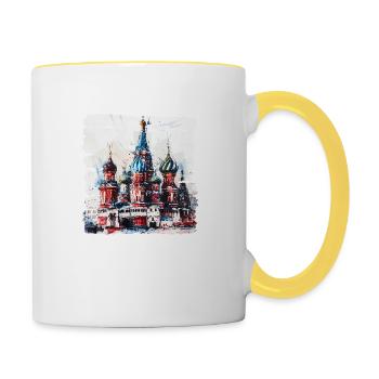 La cathédrale Saint-Basile, un monument célèbre - Mug contrasté - blanc/jaune - Droite