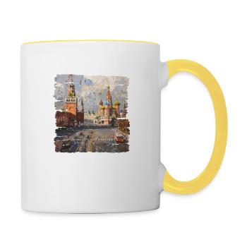 Place Rouge à Moscou - Mug contrasté - blanc/jaune - Droite