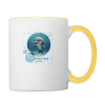 Delfin - Tasse zweifarbig - Weiß/Gelb - Rechts