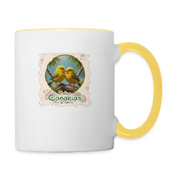 Kanarienvogel - Tasse zweifarbig - Weiß/Gelb - Rechts