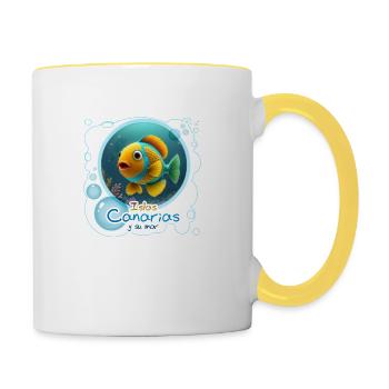 Papageifisch - Tasse zweifarbig - Weiß/Gelb - Rechts