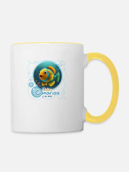 Papageifisch - Tasse zweifarbig - Weiß/Gelb