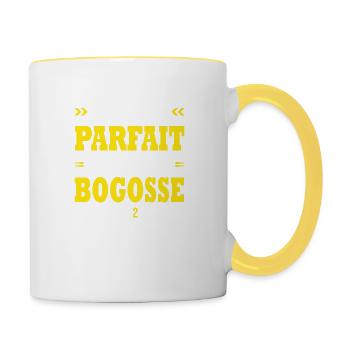 20 ans Parfait bogosse20 ans anniversaire - Mug contrasté - blanc/jaune - Droite