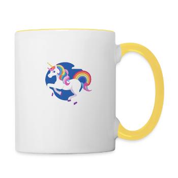 Rainbow Unicorn Unicorn Rainbow Horse LGBTQ 4 - Contrasting Mug - white/yellow - Right