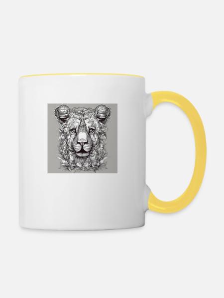 LÖWENKOPF - Tasse zweifarbig - Weiß/Gelb