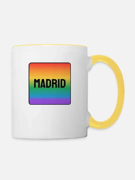 Schwules Madrid - Tasse zweifarbig - Weiß/Gelb