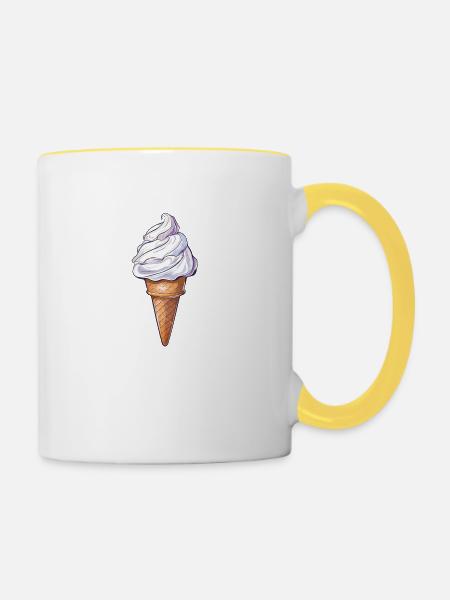 Sommersüße Eistüte Mit Sahnehäubchen - Tasse zweifarbig - Weiß/Gelb