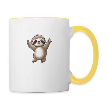 Entspannter Faultier Lebenstanz - Tasse zweifarbig - Weiß/Gelb - Rechts