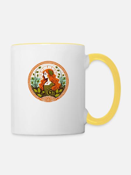 Brigid - Tasse zweifarbig - Weiß/Gelb