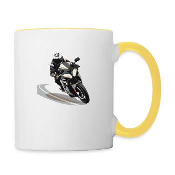 La moto comme élixir de vie - Mug contrasté - blanc/jaune - Droite