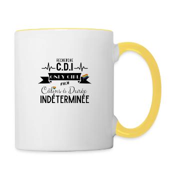 Recherche CDI Câlins à Durée Indéterminée OnlyGirl - Mug contrasté - blanc/jaune - Droite