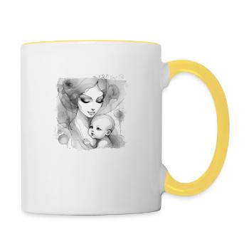 Flowers Women girl fashion design art female style - Contrasting Mug - white/yellow - Right