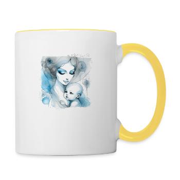 Blumen Frauen Mädchen Mode Design Kunst Weiblicher Stil - Tasse zweifarbig - Weiß/Gelb - Rechts