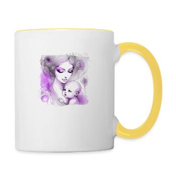 Blumen Frauen Mädchen Mode Design Kunst Weiblicher Stil - Tasse zweifarbig - Weiß/Gelb - Rechts