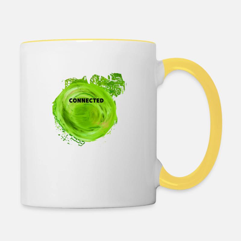 Design source connected vert - Mug contrasté - blanc/jaune
