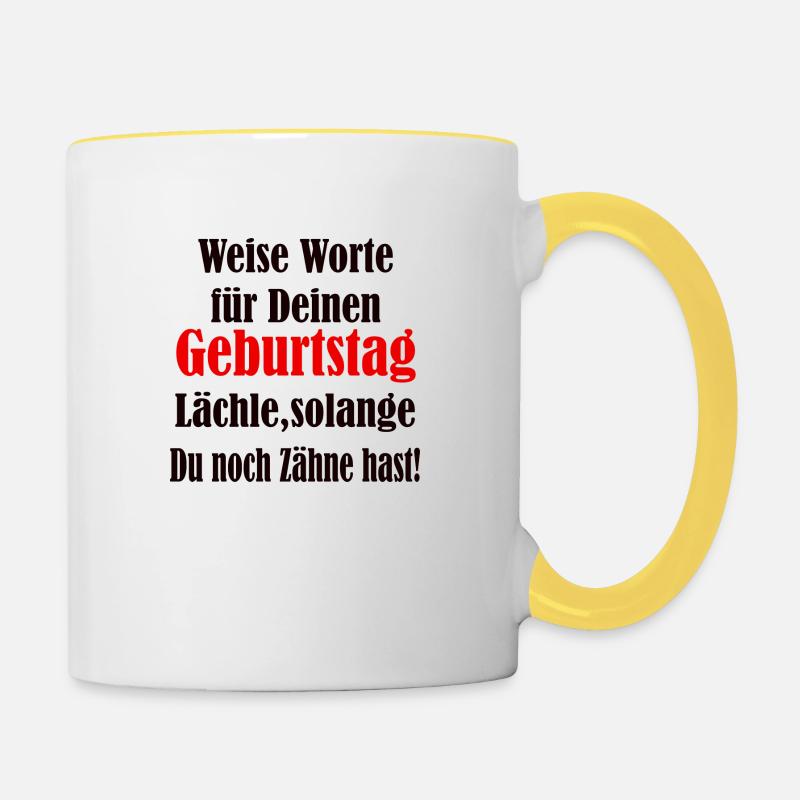 Drôle de dicton d’anniversaire pour les plus âgés - Mug contrasté - blanc/jaune