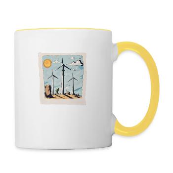 Rotorblätter von Windkraftanlagen - Tasse zweifarbig - Weiß/Gelb - Rechts