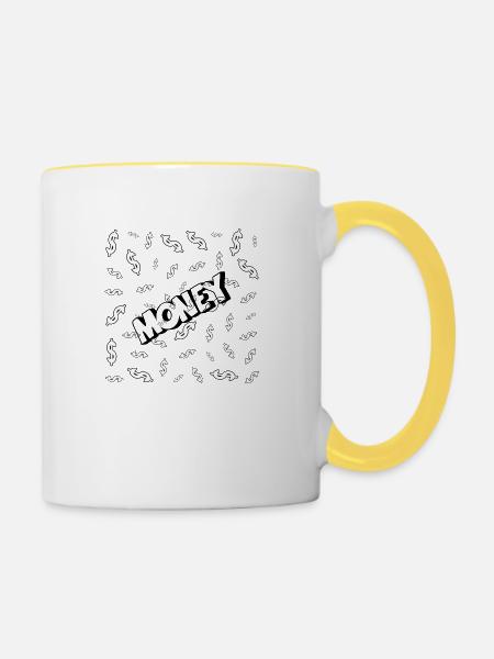 money - Tasse zweifarbig - Weiß/Gelb