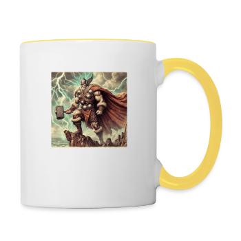 Thor der Donnergott - Tasse zweifarbig - Weiß/Gelb - Rechts