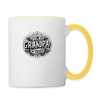 Opa vertrauen wir lieben unseren Opa - Tasse zweifarbig - Weiß/Gelb - Rechts