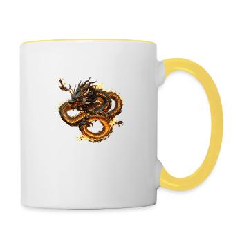 Cinesischer Feuerdrache - Tasse zweifarbig - Weiß/Gelb - Rechts