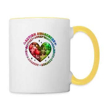 Autisme Super-héros Soignant Puzzle Enfants Anormaux - Mug contrasté - blanc/jaune - Droite