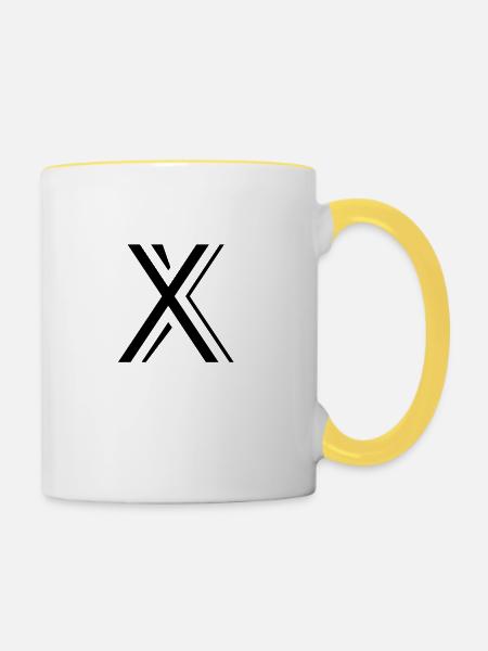 Buchstabe X - Tasse zweifarbig - Weiß/Gelb
